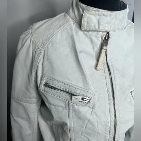 Vintage Diesel White Leather Zip-Up Jacket - Picture 4 of 17